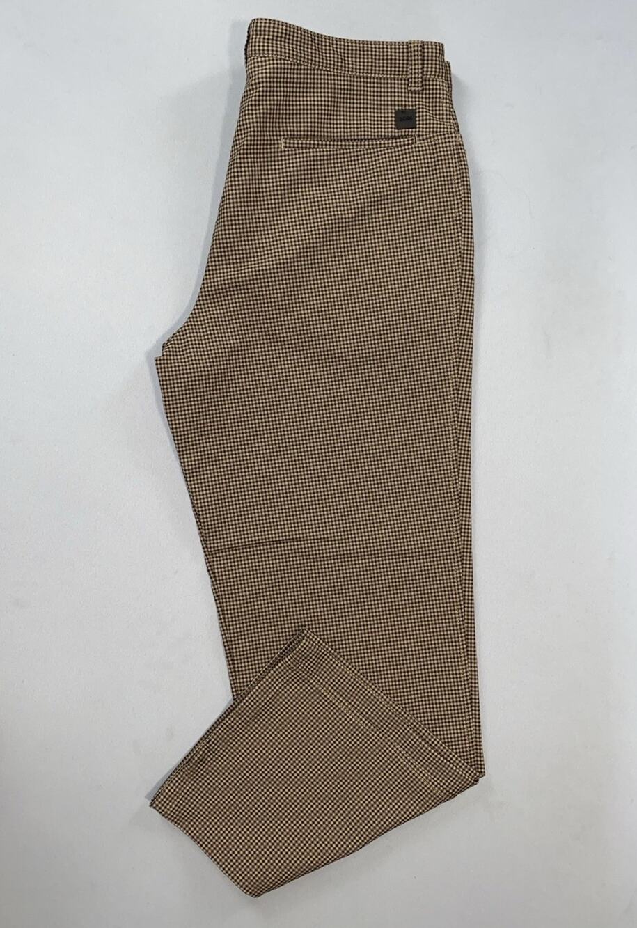 Hugo Boss 'Greg' Vintage Jean Style Stretch Nylon Pants. Brown Check, Mens 34X30